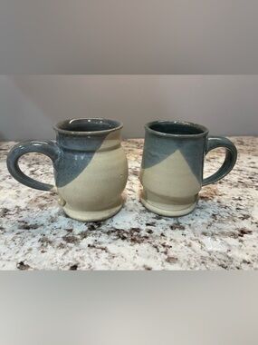 Vintage Studio Pottery Mugs – Set of 2 | Handmade Rustic Stoneware Cottagecore